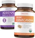 Adrenal & Ashwagandha (1-mesečna zaloga) Calm & Energize Bundele - adrenalna podpora z L-tirozinom (120 kapsul) & USDA organski Ashwagandha 1350mg pepelni prašek na servo (60 kapsul)