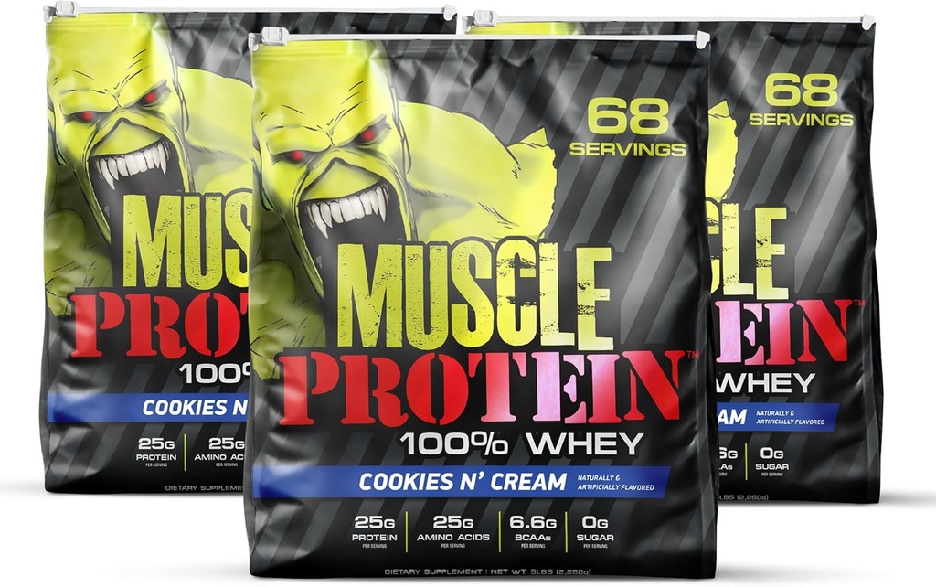 COLOSSAL LABS Muscle Whey Protein Aroured Protein Powder, 25.000 mg Aminokisline/Serving, Hladno filtriran(Package May Vary) (15 Pound (Pack of 3), Piškotki in smetana)