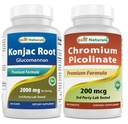 Najboljši naravni Konjac Glukomannan koren 2000 mg & Kromov pikolinat 200 μg