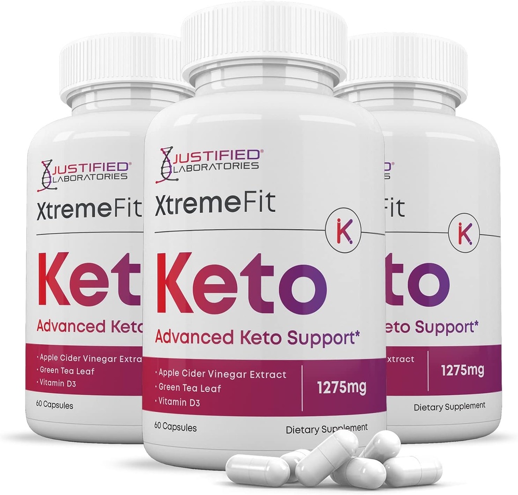 Upravičeni laboratoriji (3 paketi) Xtreme Fit Keto ACV tablete 1275MG Oblikovana z Apple Cider Kinegar Keto podporna mešanica Alternative za Gumies 180 Kapsule