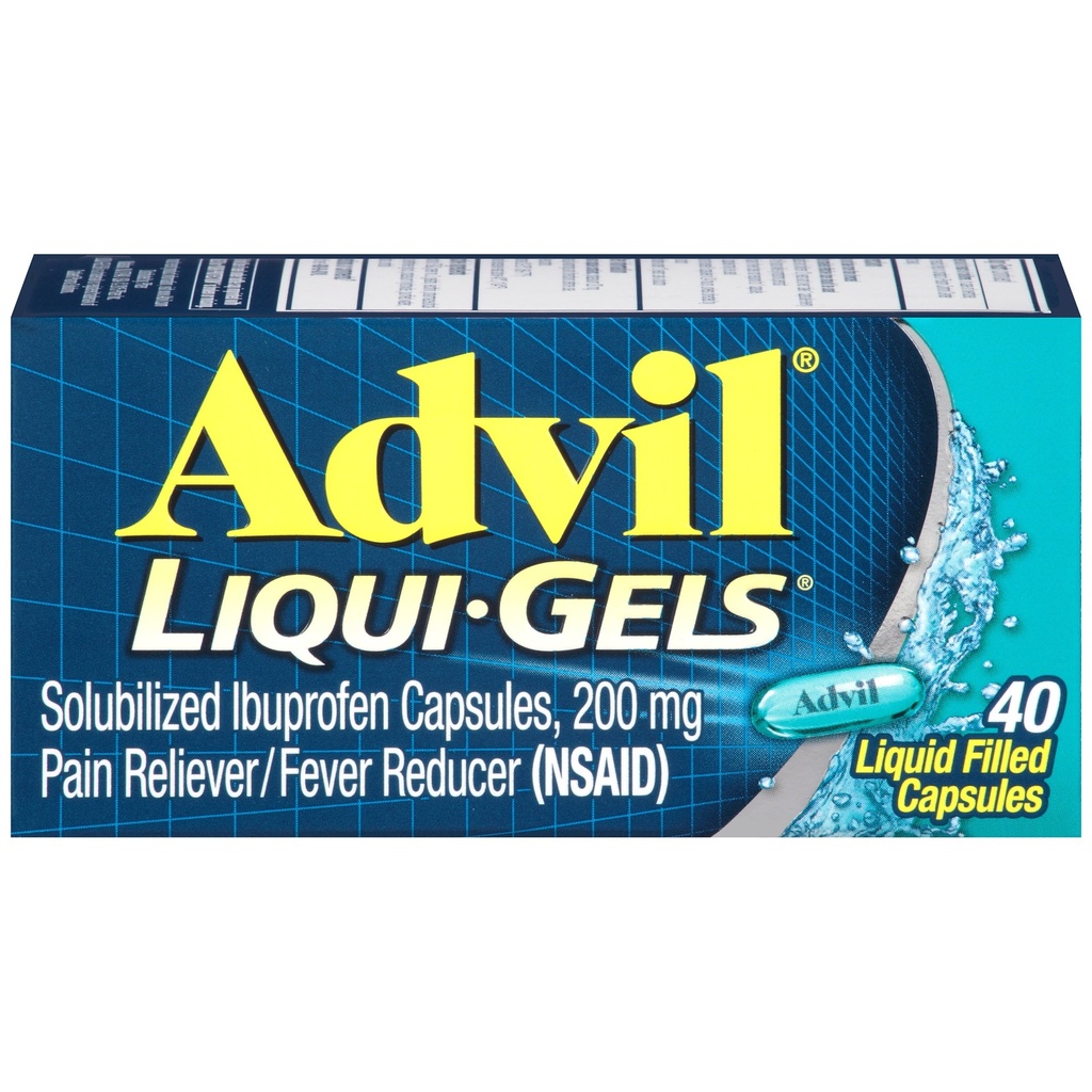 Advil Liqui-Gels Bolečina Reliever in znižanje telesne temperature, Pain Medicine za odrasle z Ibuprofen 200mg Za glavobol, Backache, Menstrualne bolečine in lajšanje bolečine v sklepih - 40 Tekoči zapolnjene kapsule