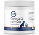 Stratford Pharmaceuticals EZ Chew Omega 3 Maščobne kisline Soft Chew Max Jakost - Dog Omega 3 Dopolnilo - Mehki chew obravnava z ribjim oljem za pse - mali in srednji psi - 60 mehkih žvečil
