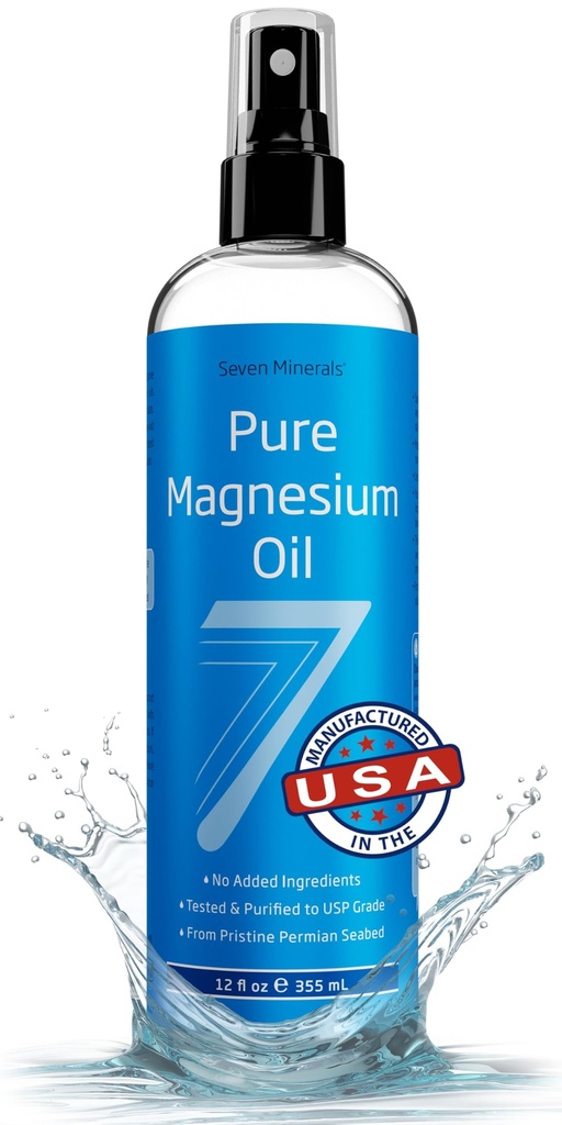Seven Minerals Pure Magnezij Oil Spray, Big 12oz, USP stopnja, ekstra moč, za noge, spanje, bolečine mišic in Cramps - rudar v ZDA