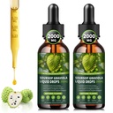 (2 pakiranji) Soursop Graviola Tekoče kapljice 2000 mg, 98% Absorpcija za podporo celic in regeneracijo, Imuno Boost, Jetra, Zeliščna dobrota, Soursop Bitters Liquid-Sugar/Gluten Free, naravna aroma, 4 Fl Oz