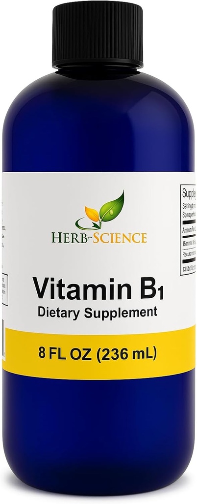 Tekoči vitamin B1 kapljice - Dnevni tiamin dodatek za podporo prebava, živčevje, zdravje srca, Stres Relief, Naravne energije Booster - 500% DV, 288 Servisi na steklenico - 8 fl.