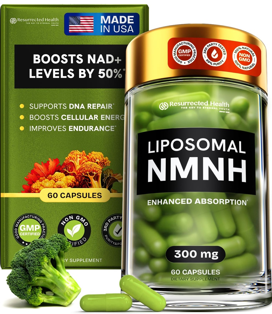 Liposomski NMNH dodatek (Dihidronikotinamid mononukleotid) - visoka čistost NAD za preprečevanje staranja, energije, fokus - čiste NMNH Organske 60 kapsule - 300mg