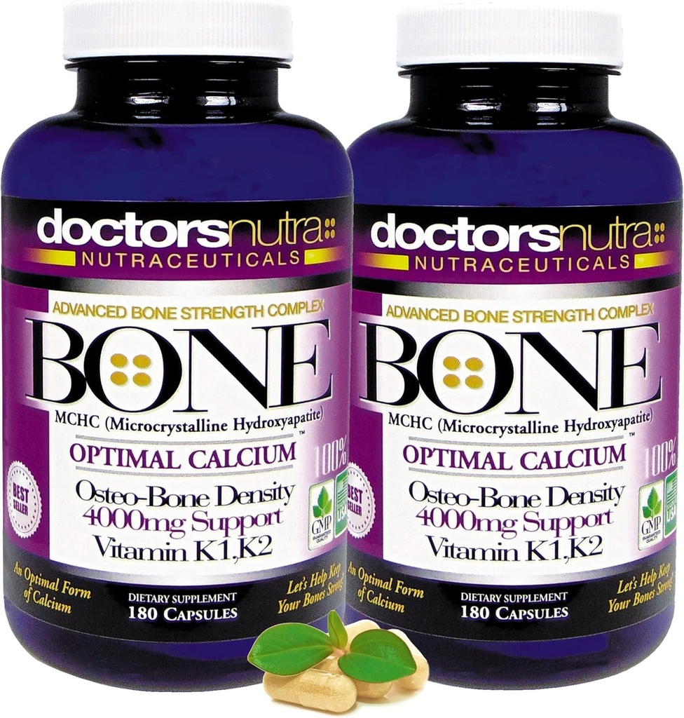 (Pack of 2) Kalcij 1000 Miligrami s 4000 Miligrami MCHC za popolno kalcij maksimalna moč kosti Podpora zdravniki Nutra Nutraceuticals Plus K1. K2, Magnezij, Vitamin D, cink, in več