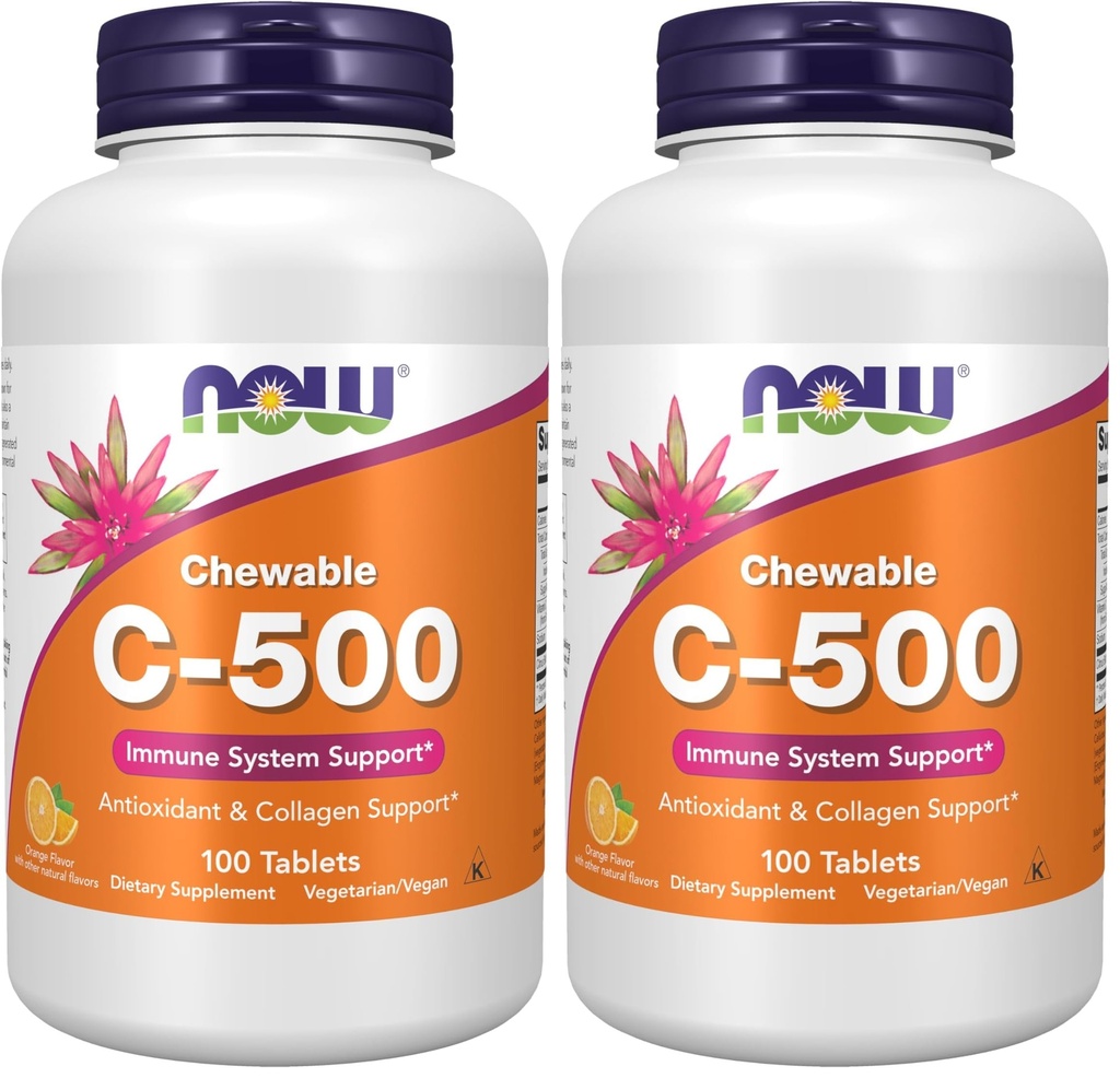 Zdaj dopolnila, Vitamin C-500, Antioksidant Zaščita*, Oranžni sok aroma, 100 Žvečljive Lozenges (Pack z 2)