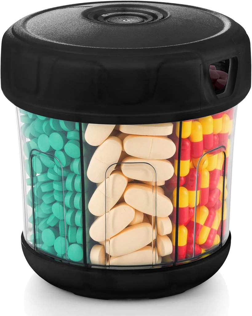 Ekstra velik dodatni organizator z XL 7 oddelki, TPU soft Lid enostavno naložiti in za uporabo tablete Dispenser, 1 mesec Jumbo vitamin imetnik Medicine Organizator shranjevanje