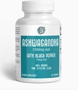 ASHWAGANDHA 1300 mg organskega korena s črnim poprom. Naravni stres in podpora razpoloženju dodatek 120 Kapsule