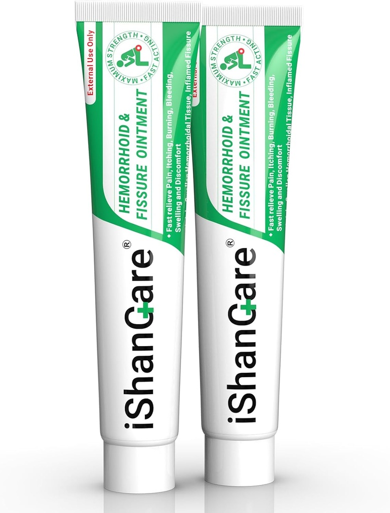 ishancare Hemorhoid Cream, Hemorhoid & Fisure zdravljenje Mazilo ekstra moč, Relief anal bolečine, Srbenje, Krvavitev, Otekanje, Nelagodje, Naravni zelišči hitro delujoče sestavine, Vsebuje vitamin E
