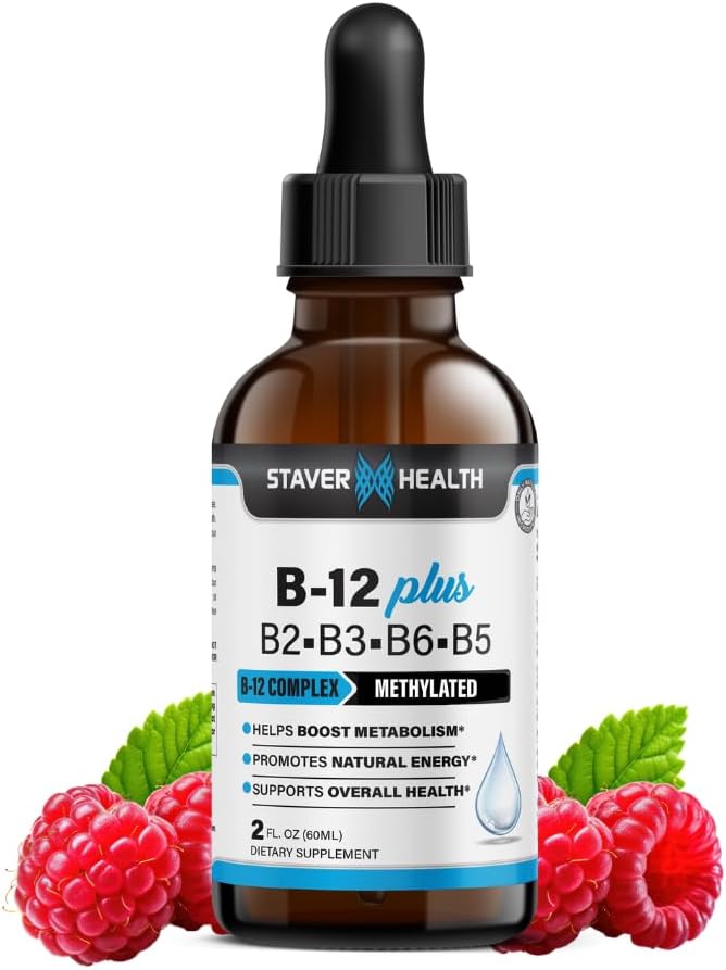 B12 Plus Tekoči vitamin B Kompleksni dodatek - B Kompleksni vitaminski dodatek - 2 meseca dobave - Energijsko podporo dodatek - Ne-GMO - Gluten brezplačno - 2 Fl Oz