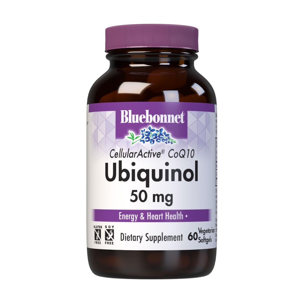 Bluebonnet Nutrition Cellular Active CoQ10 Ubiquinol 50 mg Vegetarian Softgels, Health & Cellular Health, Ubiquinol iz Kaneke, Non GSO, Gluten Free, Soy Free, Mleko Free, 60 Vegetarian Softgels