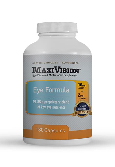 MaxiVision® Eye Formula - Eye Vitamin temelji na študiji AREDS 2 - starostna makularna podpora (1 B, 180 kapsul)