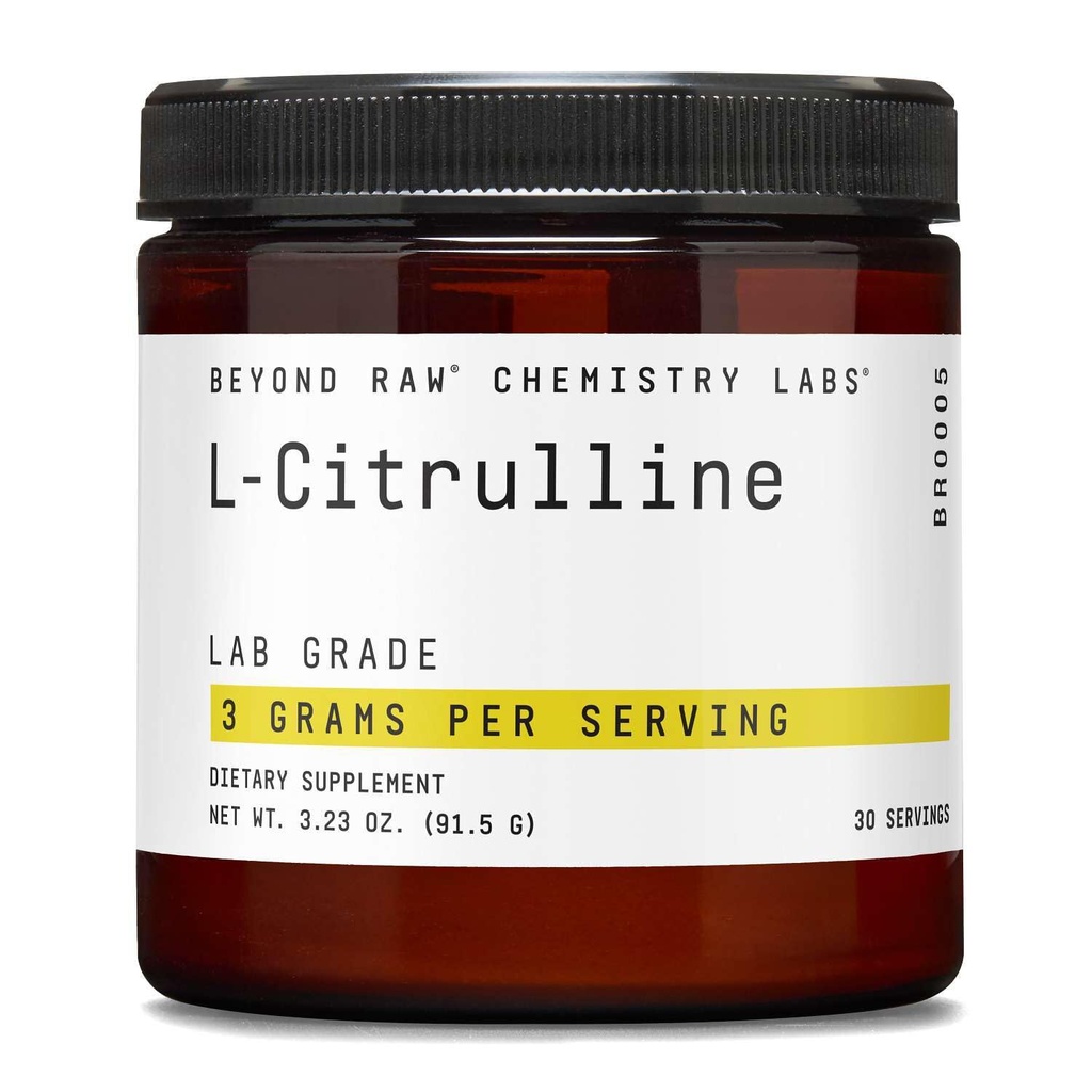 BEYOND RAW Chemistry Labs L-Citrulin Powder, Podpira najvišje zmogljivosti, 30 Servinges