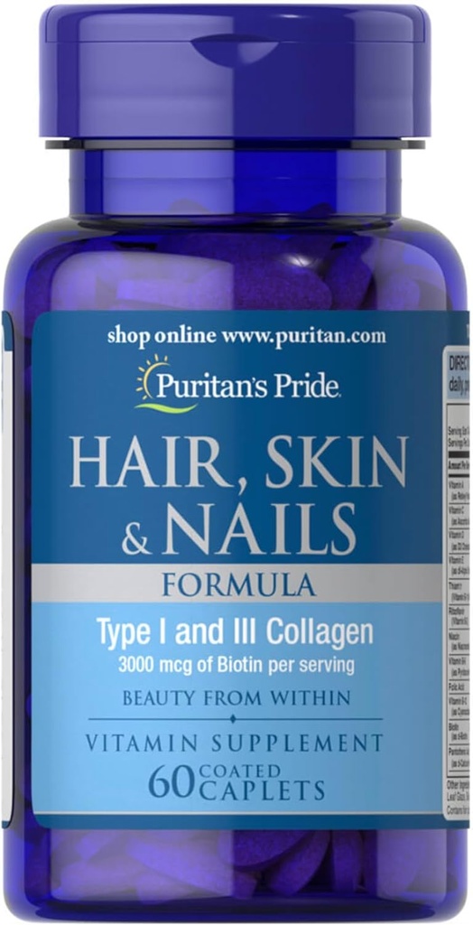 Puritan's Pride lasje, kože in nohti Formula 60 Caplets