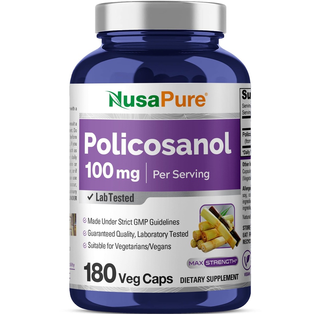 NusaPure Policosanol 100mg 180 Veggie kapsule (Vegan, Non-GMO)