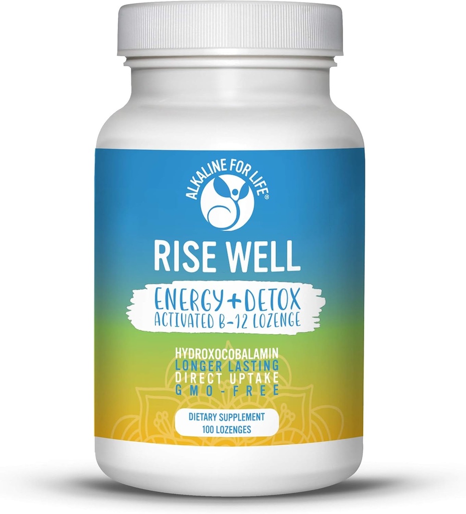 Rise Well Vitamin B12 - Vegan B12 - B12 Vitamini in energijske dopolnila - hitro delovanje B12 Podjezično 2000 mcg B 12 Vitamin v daljši obliki kot metilkobalamin B12