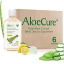 AloeCure USDA Organic Aloe Vera Juice limona arome - izdelan v 12 urah letine - Naravne prebavni dodatek za uravnotežene želodčne kisline - Podpora Prebavne in imunskega zdravja, 6 Btls x 16.7oz