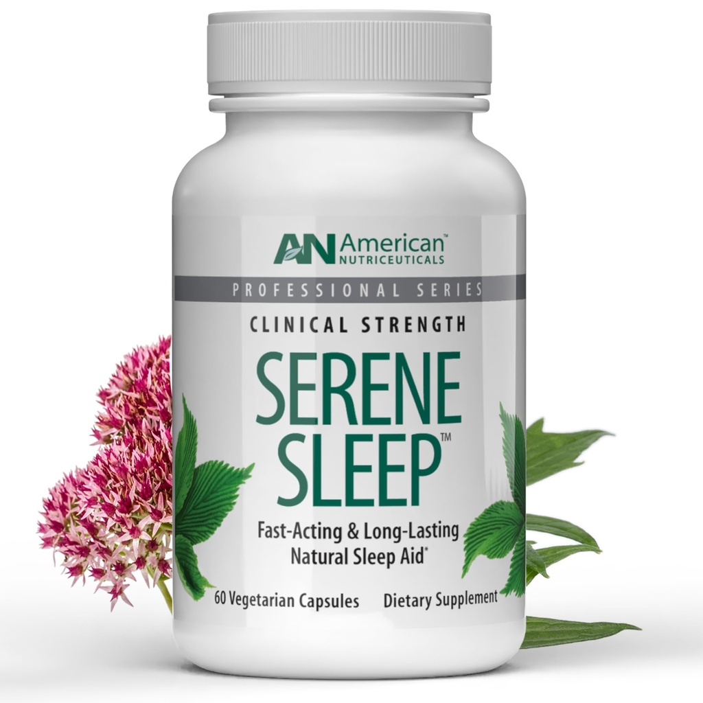 Ameriške nutricije - Serene Sleep Aid - z Melatonin & Magnezij - All Natural Sleep Aid za odrasle - dolgotrajen - 60 Kapsule - 30 dan