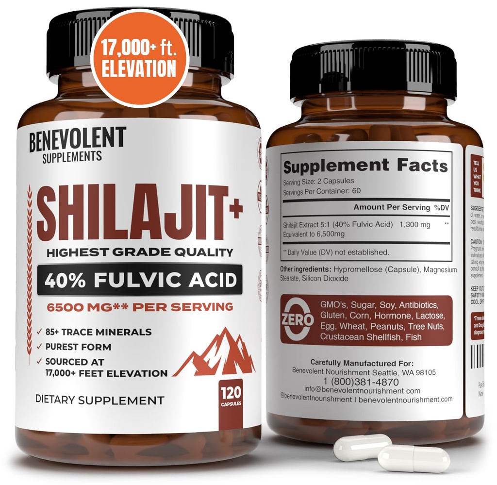 6500 mg Shilajit dodatek s 40% Fulvična kislina (visoka absorpcija) 
