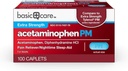 Osnovna nega acetaminofen PM, Pain Reliever Plus nočno spanje Caplet, 100 Število