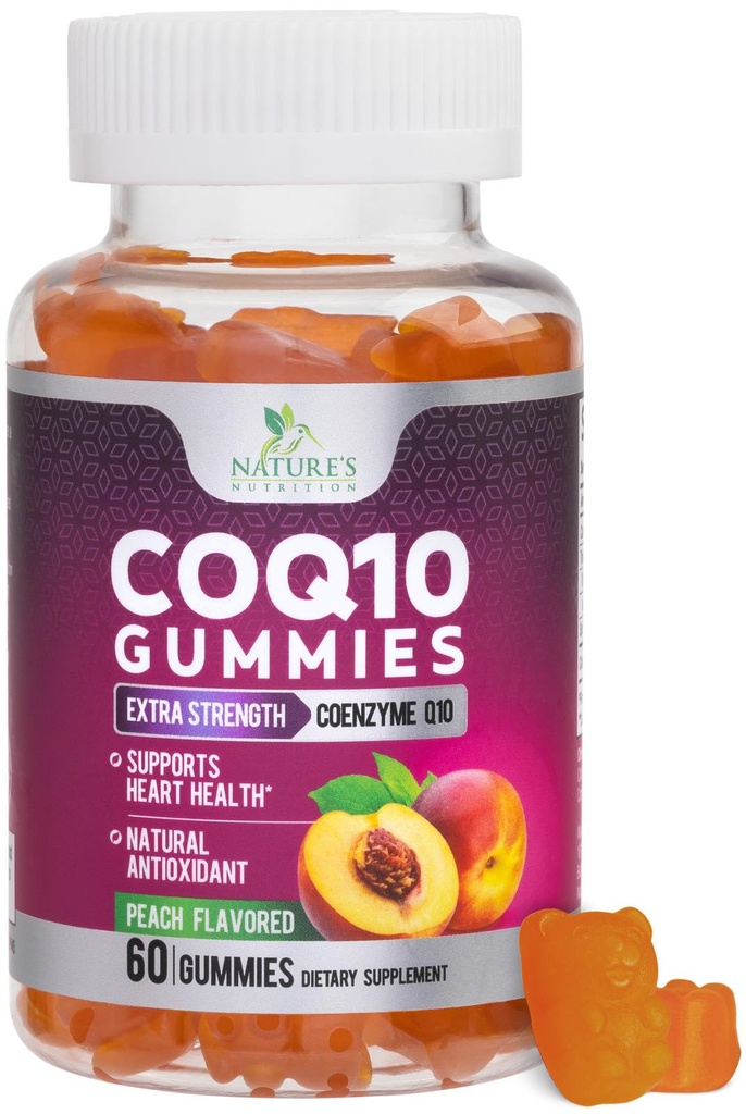 CoQ10 Gumies 100mg - 3X moč, visoka absorpcija, Antioksidant dopolnilo za zdravje srca in proizvodnja energije, Ultra koencim Q10 Vitamini, Coq 10 Dodatki, Non-GMO - 60 CoQ10 Gumies