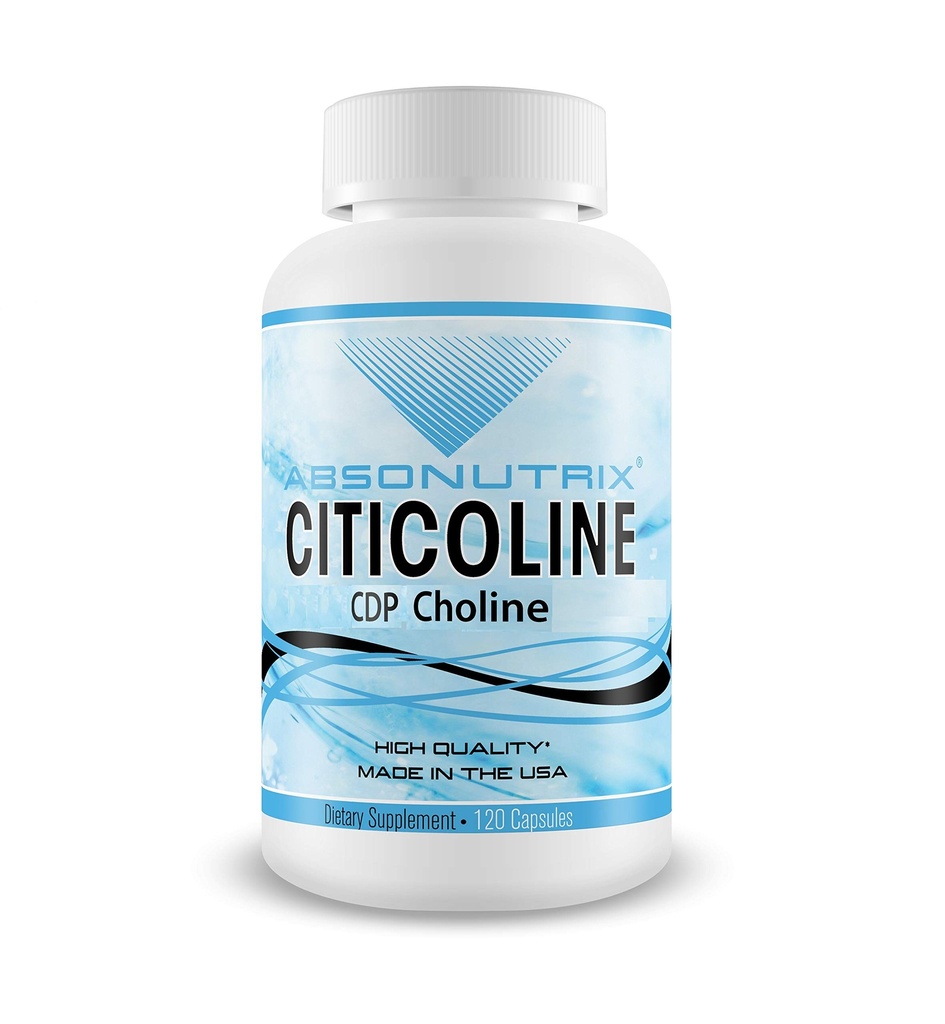 Absonutrix Citicoline CDP Choline 530mg, Nootropic Supplement, GMP Certified, Tretja stranka Tested, Enostavno požiranje, 120 Veg kape, Izboljša kognitivne spretnosti, Podpira spomin, Non-GMO, Made in USA