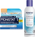 Zdravilo Monistat 1 dan Infekcijsko zdravljenje mater, 1 Mikonazol Ovule Vstavite in zunanji Monistat proti srbečemu kremnemu paketu + 10 fl oz Čistilec femininske kisline