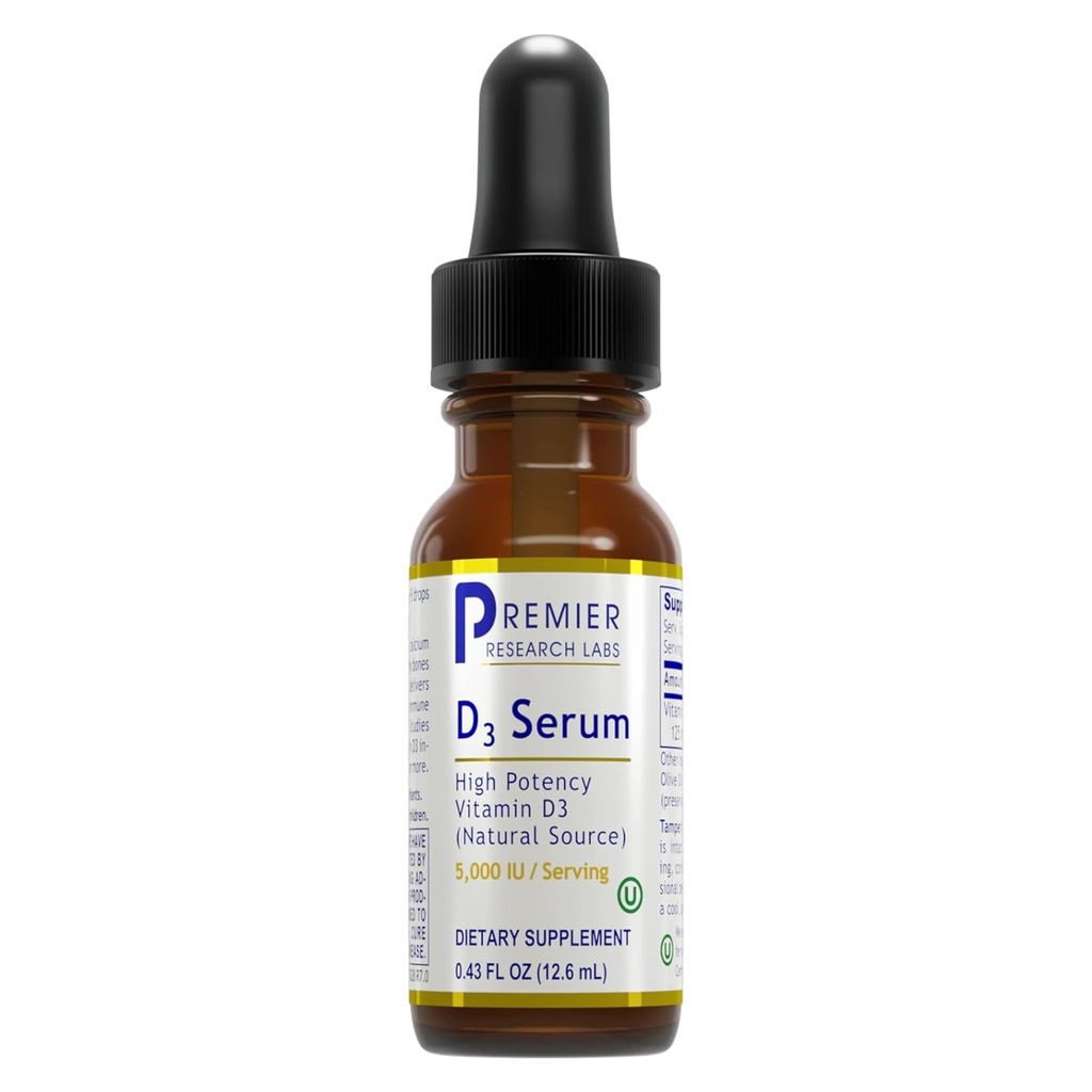 Premier Research Labs Vitamin D3 Serum - Tekoči vitamin D Oil Kapljice za odrasle, Tekoči vitamin D3 5000 i.e., Podjezični Vit D3 Tekoči - 0,43 fl oz