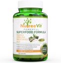NutreeVit 100% Organic Powerful Superfood Formula - Imunski sistem Booster Energy Pills z Moringa, Spirulina, Wheatgrass, in Kelp - 240 Count Steel