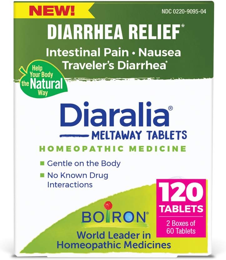 Boiron Diaralia tablete za lajšanje driske, plin, napenjanje, bolečine v črevesju in Travlerjeva driska - 120 jih je (2 paket po 60)