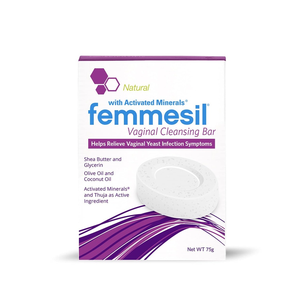 Femmesil Vaginalno protiglivično milo za zdravljenje okužb z Yeast Relief za ženske, vaginalna srbečica in draženje, dermatolog Tested & Hypoallergenic Odobren. Naravna vagina Soap Bar (75gm)