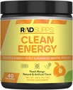 Čista energija - Predworkout prašek za moške in ženske z BCAA aminokislinami, energijskim napitkom v prahu, energijsko kislino v prahu za energijo in fokus - 40 Serving (12,7 oz, Peach Mango)