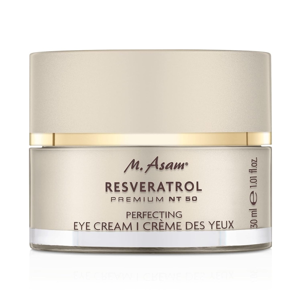 M. Asam Resveratrol Premium NT50 Krema za oči – Anti-aging pod kremo za oči z resveratrol & hialuronska kislina za gladke gube & fine linije, veganska formula, 1.01 Fl Oz