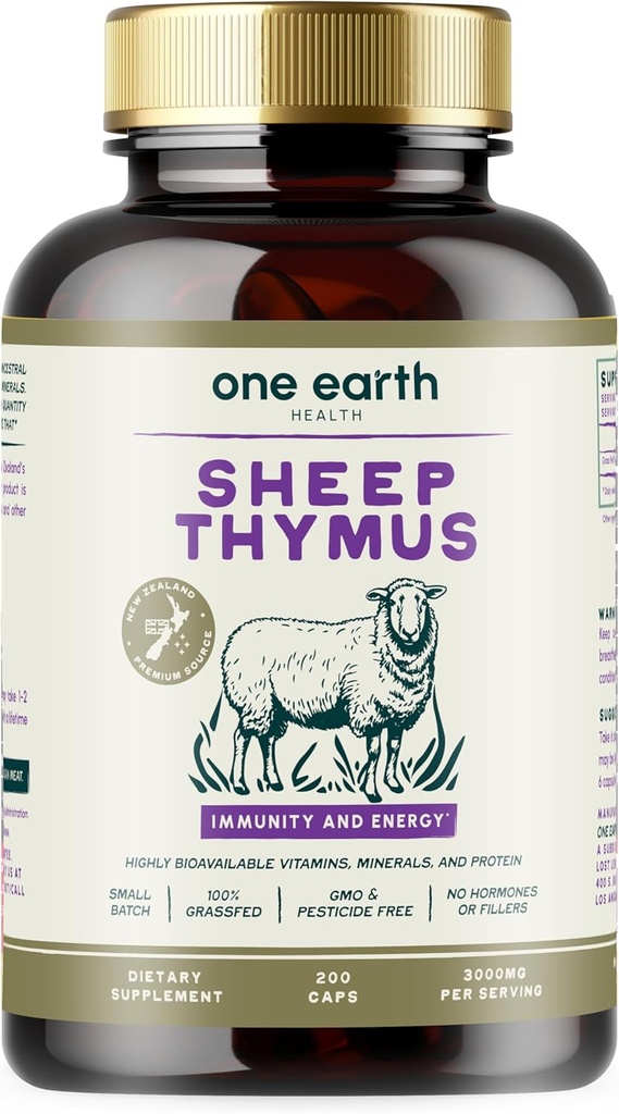 Ena Zemlja Zdrava trava Fed Thymus - Nova Zelandija Izvira timus. 3000 mg na postrežbo, 200 števk