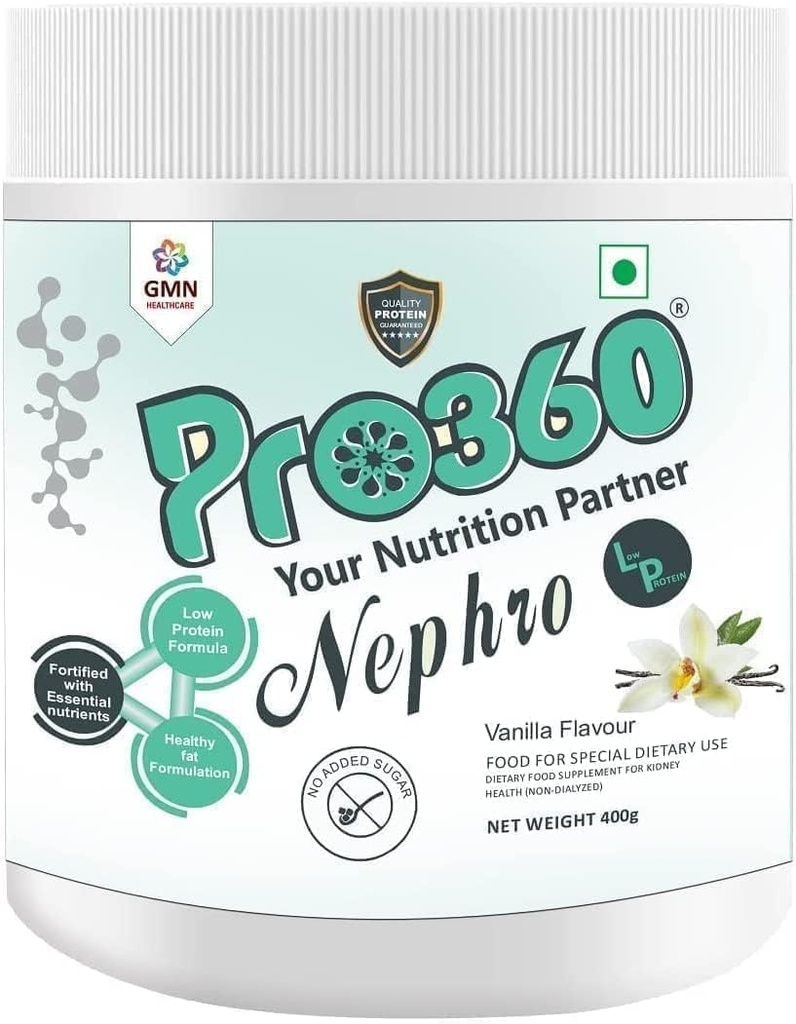 Neph.ro LP - Ne-Dialysis Care Nutritional Protein Drink (Vanilla aroma) Brez dodanega sladkorja, Posebna prehranska dopolnila za zdravje ledvic/ledvič, 400 Gm