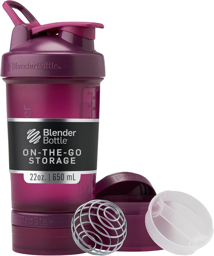 BlenderBottle Shaker steklenička z tablete Organizator in shranjevanje za beljakovine v prahu, Classic V2 ProStak System, 22-Ounce, Plum