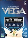 Vega protein + recovery - 30g Rastlinsko-na bazi beljakovin na serviranje, Vanilla, 12 x 1,6oz vrečke, 5g BCAA, probiotiki, NSF Certified, za pretrese in napitki, (Packaging May Vary)