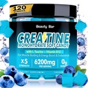 Kreatin monohidrat Gumies,6200mg za moške in ženske, žvečljiv kreatin za izboljšano rast mišic, moč, in regeneracijo, Sugar Free Pre-Workout dodatek,120 Count, Blueberry Flavor