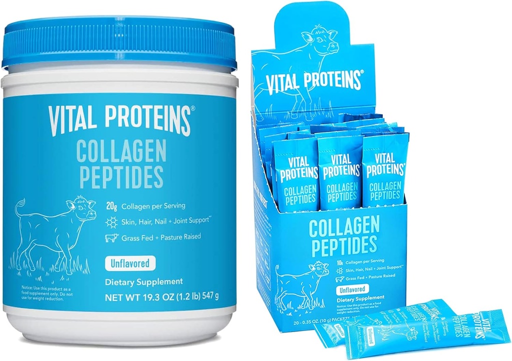 Vitalni proteini Kolagen peptidi v prahu brez arome 19.3 OZ + 20 Count Stick Pack