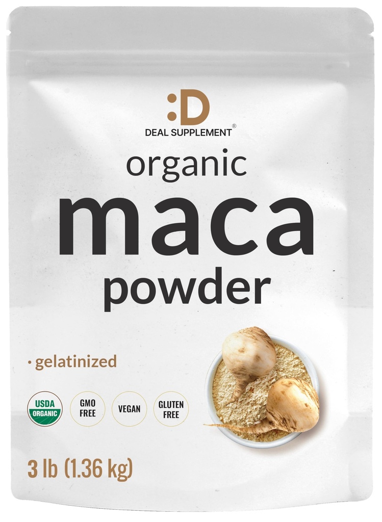 Organic Peruian Maca Root Powder, 3Lbs – Enostavno prebavljena želatinirana oblika – Zeliščna superhrana Dopolnilo za moške in ženske – Podpira Imuna & Energy Health – Non-GMO