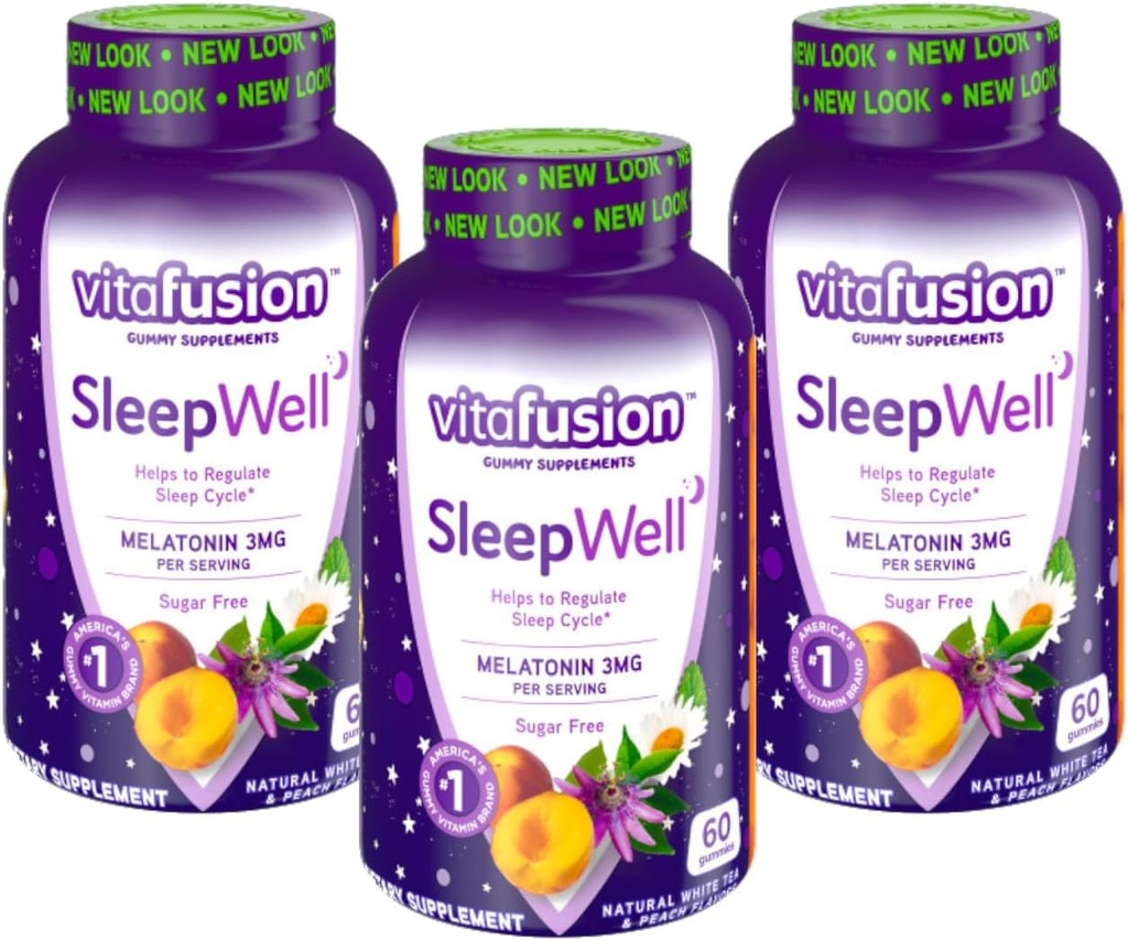 Vitafusion dobro spi Melatonin brez sladkorja, 60 vsak (3 pakiranja)