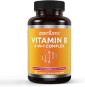 Zentastični vitamin B-kompleks - vsi vitamini B z B12, B6, B9 Folna kislina, holin, inozitol - aktivne in metilne oblike - živčevje, energija, presnova, imunska podpora - 90 veganskih kapsul