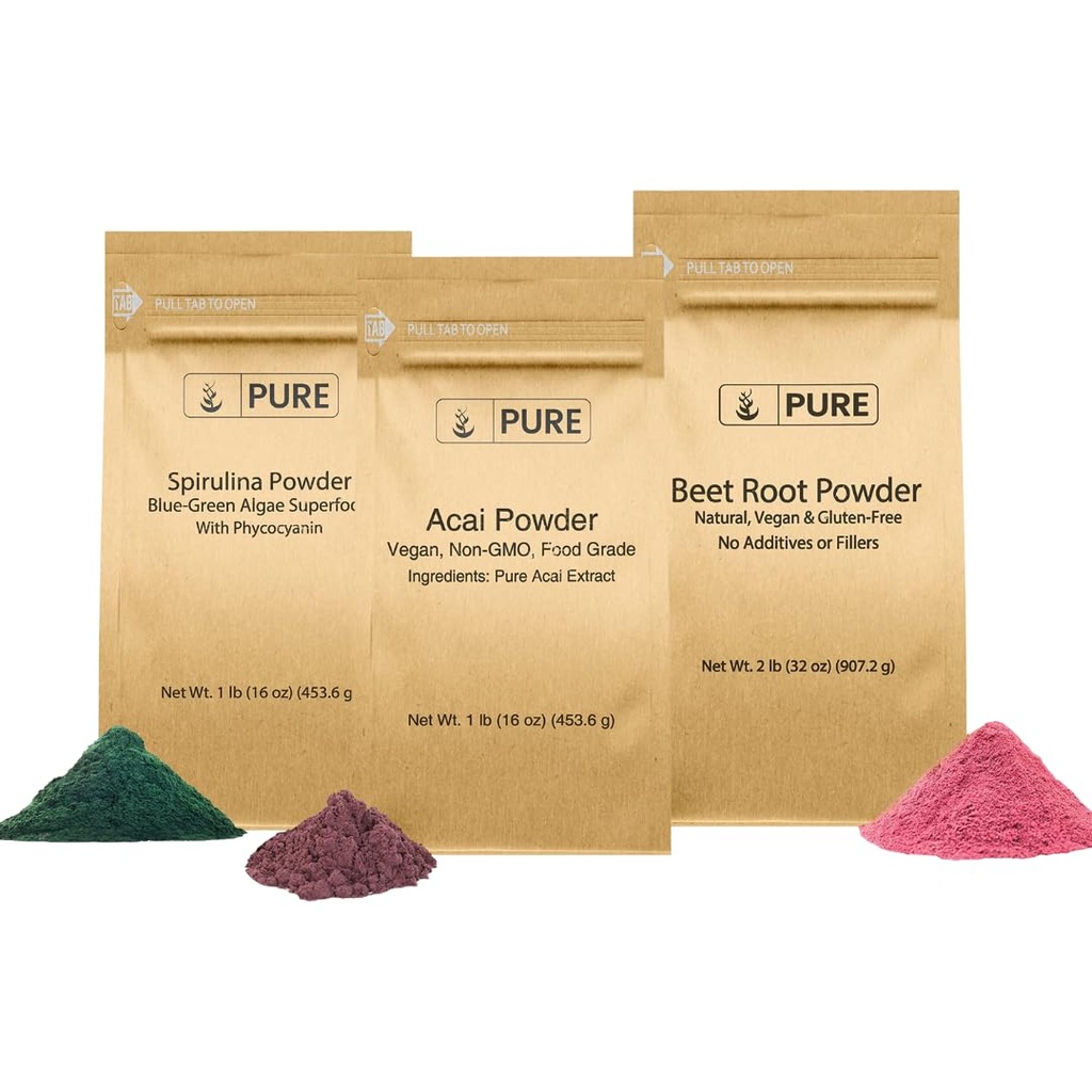 PURE ORIGINAL SESTAVINE BESET koren, Spirulina, in Acai Powder paket, različne velikosti, ne GSO, Zeliščni dodatki