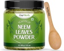 Neem Leaves Powder Natural Solution for Pimple-free Clear Skin & Silky Hair, Idealno za obrazne pakete, nego las, in Pigmentation Support with Wooden Spoon – 100g 