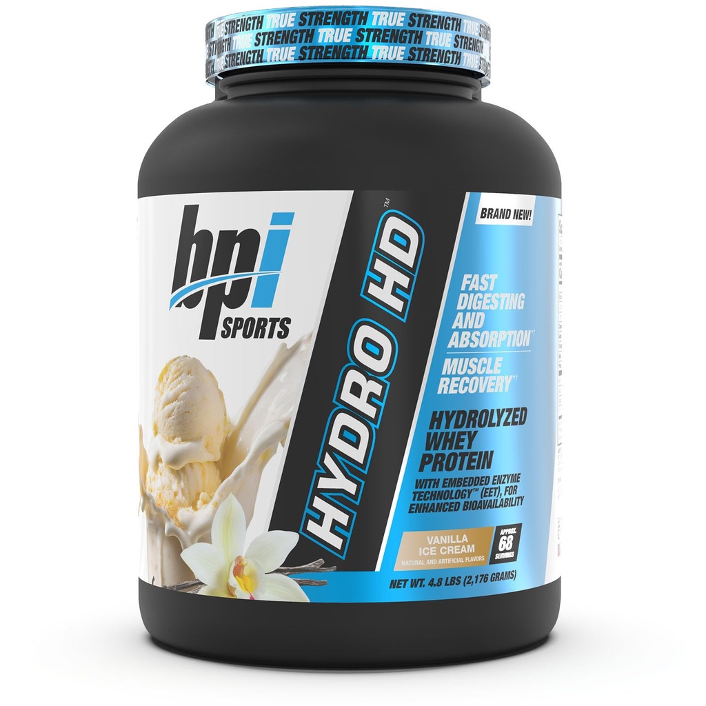 BPI športne hidro HD - 100% hidrolizirane sirotkine beljakovine v prahu - rast mišic, regeneracija, 25g hidroliziranih beljakovin, nizko ogljikovih hidratov, nizko sladkor, hitro absorbiranje (68 Serving, Vanilla sladoled)