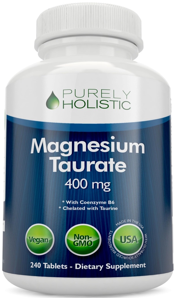 Magnezij Taurate 400 mg tablete - kelirani magnezij s tavrinom in koencimom B6 - visok absorpcijski kompleks za kardiovaskularno zdravje, mišice in živčne funkcije - 240 Veganske tablete
