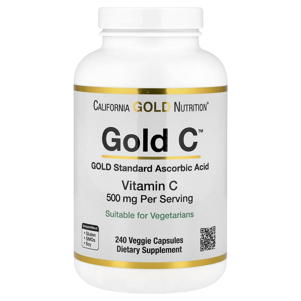 California Gold Nutrition Gold C USP Stopnja Vitamin C dodatek - Imunska podpora & Sezonska Wellness - vegetarijansko prijazno - Gluten Free, Non-GMO - 500 mg - 240 Veggie kapsule