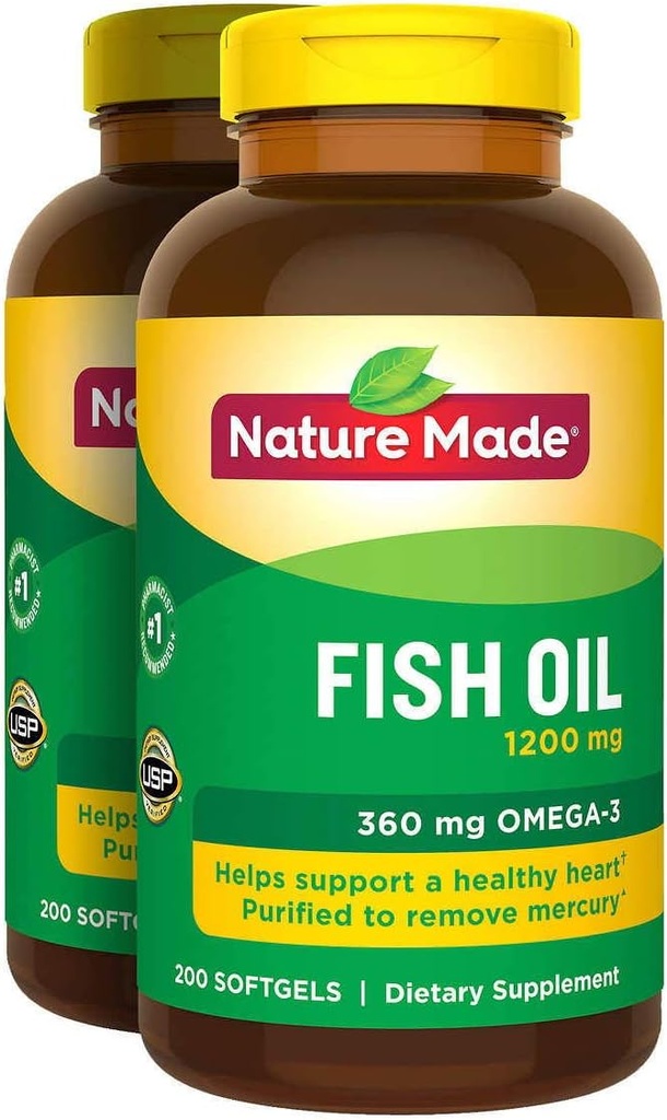 2 x 200Pk naravno ribje olje 1200 mg softgels Omega 3